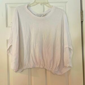ANTHROPOLOGIE POSTAGE STAMP WHITE COTTON TOP WITH ELASTIC CROPPED WAIST